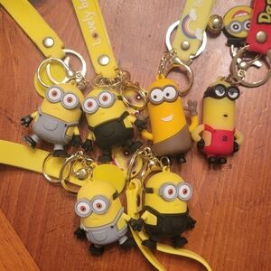 6 Minion Keychains with Lanyards
